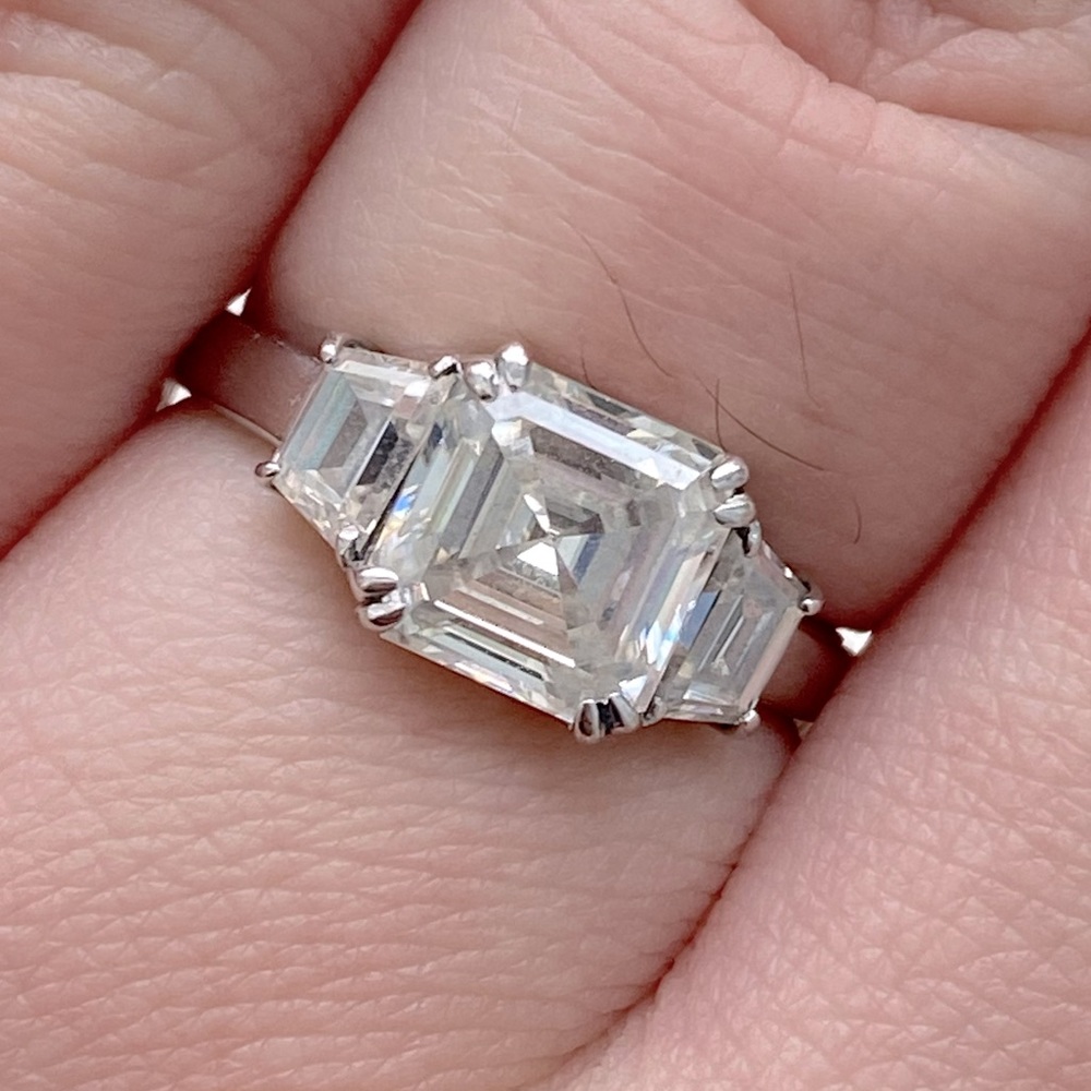 Three stone asscher ring